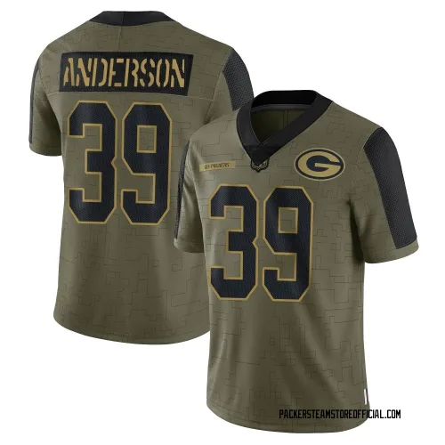 Green Bay Packers Men's Limited Olive 2021 Salute To Service Jersey (39 Zayne Anderson)
