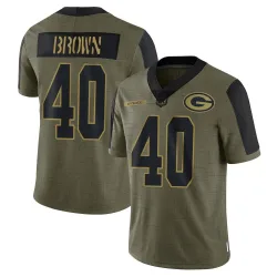 Green Bay Packers Men's Limited Olive 2021 Salute To Service Jersey (40 Omar Brown)