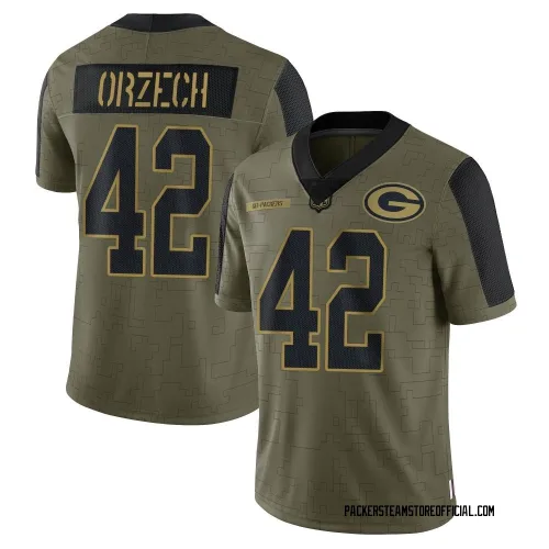 Green Bay Packers Men's Limited Olive 2021 Salute To Service Jersey (42 Matt Orzech)