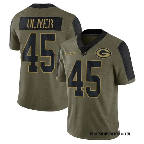 Green Bay Packers Men's Limited Olive 2021 Salute To Service Jersey (45 Collin Oliver)