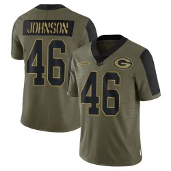 Green Bay Packers Men's Limited Olive 2021 Salute To Service Jersey (46 Amar Johnson)