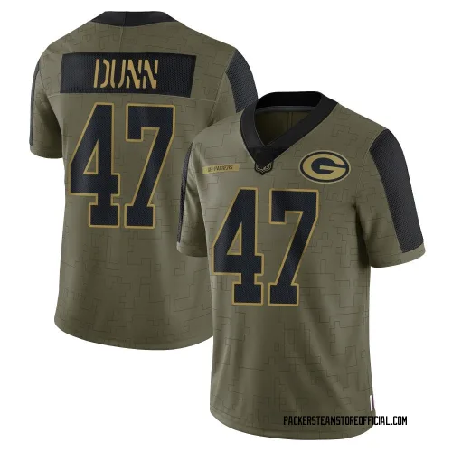 Green Bay Packers Men's Limited Olive 2021 Salute To Service Jersey (47 Isaiah Dunn)