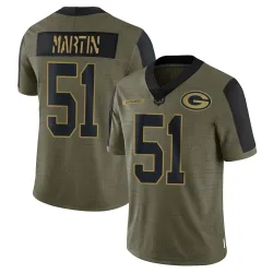 Green Bay Packers Men's Limited Olive 2021 Salute To Service Jersey (51 Jeremiah Martin)