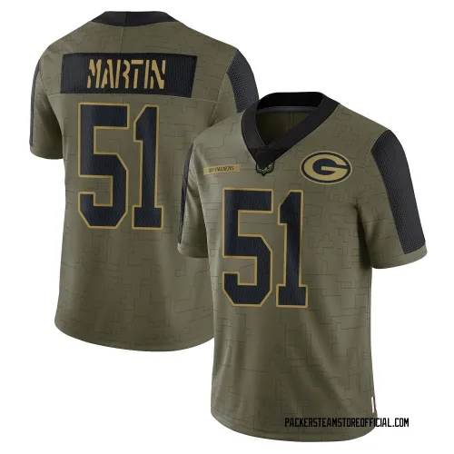 Green Bay Packers Men's Limited Olive 2021 Salute To Service Jersey (51 Jeremiah Martin)
