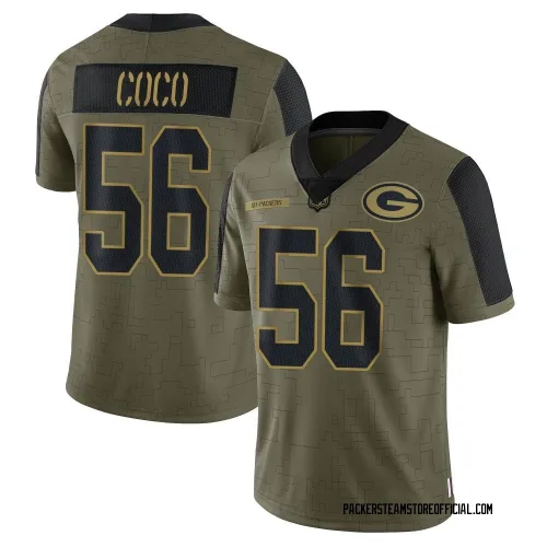 Green Bay Packers Men's Limited Olive 2021 Salute To Service Jersey (56 Jack Coco)
