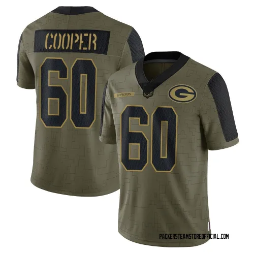 Green Bay Packers Men's Limited Olive 2021 Salute To Service Jersey (60 Tyler Cooper)