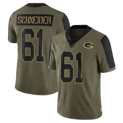 Green Bay Packers Men's Limited Olive 2021 Salute To Service Jersey (61 Cole Schneider)