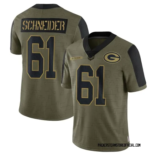 Green Bay Packers Men's Limited Olive 2021 Salute To Service Jersey (61 Cole Schneider)