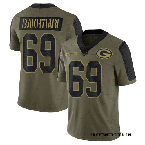 Green Bay Packers Men's Limited Olive 2021 Salute To Service Jersey (69 David Bakhtiari)