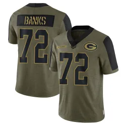 Green Bay Packers Men's Limited Olive 2021 Salute To Service Jersey (72 Brant Banks)
