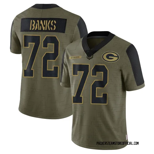 Green Bay Packers Men's Limited Olive 2021 Salute To Service Jersey (72 Brant Banks)