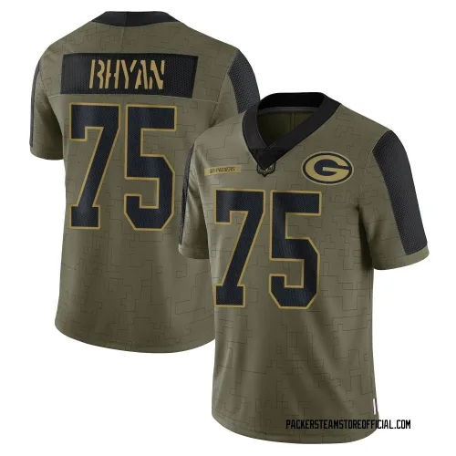 Green Bay Packers Men's Limited Olive 2021 Salute To Service Jersey (75 Sean Rhyan)