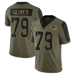 Green Bay Packers Men's Limited Olive 2021 Salute To Service Jersey (79 Travis Glover)