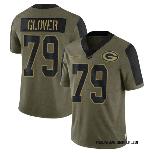 Green Bay Packers Men's Limited Olive 2021 Salute To Service Jersey (79 Travis Glover)