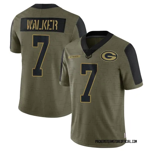 Green Bay Packers Men's Limited Olive 2021 Salute To Service Jersey (7 Quay Walker)