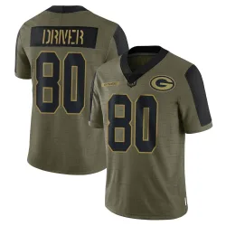 Green Bay Packers Men's Limited Olive 2021 Salute To Service Jersey (80 Donald Driver)