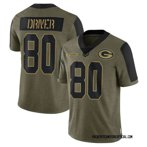 Green Bay Packers Men's Limited Olive 2021 Salute To Service Jersey (80 Donald Driver)