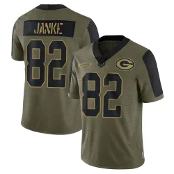 Green Bay Packers Men's Limited Olive 2021 Salute To Service Jersey (82 Jadon Janke)