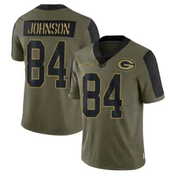 Green Bay Packers Men's Limited Olive 2021 Salute To Service Jersey (84 Cornelius Johnson)
