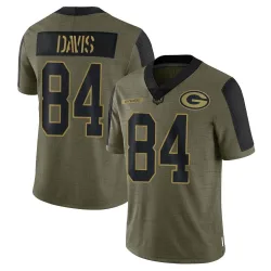 Green Bay Packers Men's Limited Olive 2021 Salute To Service Jersey (84 Tyler Davis)