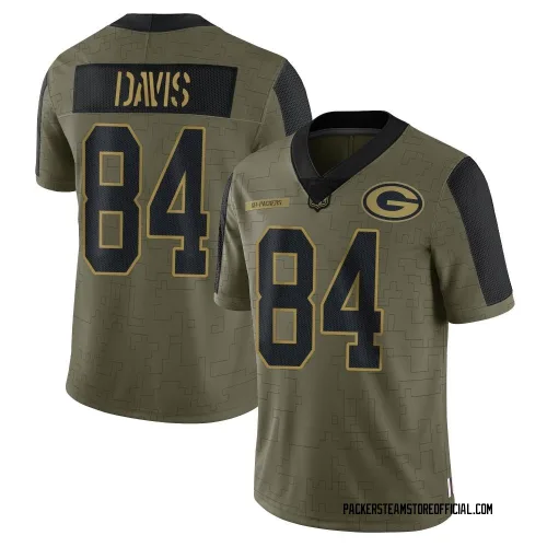 Green Bay Packers Men's Limited Olive 2021 Salute To Service Jersey (84 Tyler Davis)