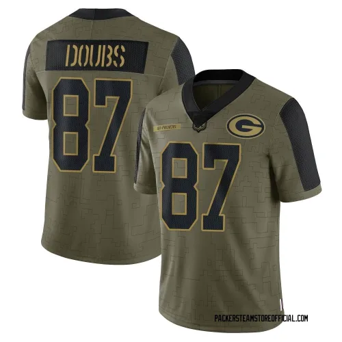 Green Bay Packers Men's Limited Olive 2021 Salute To Service Jersey (87 Romeo Doubs)