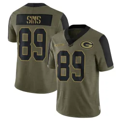 Green Bay Packers Men's Limited Olive 2021 Salute To Service Jersey (89 Ben Sims)