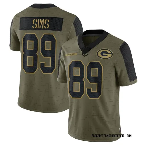 Green Bay Packers Men's Limited Olive 2021 Salute To Service Jersey (89 Ben Sims)