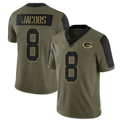 Green Bay Packers Men's Limited Olive 2021 Salute To Service Jersey (8 Josh Jacobs)