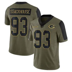 Green Bay Packers Men's Limited Olive 2021 Salute To Service Jersey (93 Nazir Stackhouse)