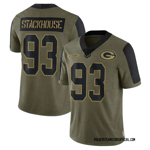 Green Bay Packers Men's Limited Olive 2021 Salute To Service Jersey (93 Nazir Stackhouse)