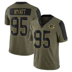 Green Bay Packers Men's Limited Olive 2021 Salute To Service Jersey (95 Devonte Wyatt)