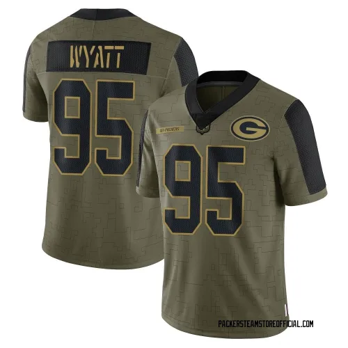 Green Bay Packers Men's Limited Olive 2021 Salute To Service Jersey (95 Devonte Wyatt)