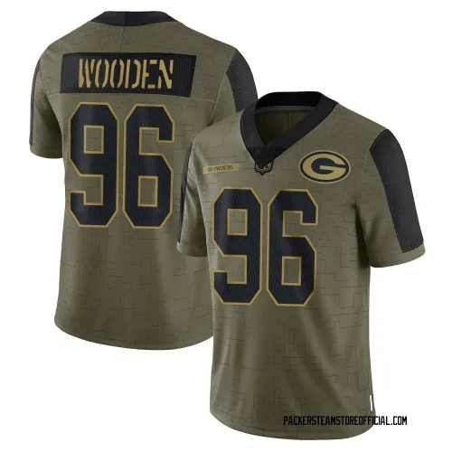 Green Bay Packers Men's Limited Olive 2021 Salute To Service Jersey (96 Colby Wooden)