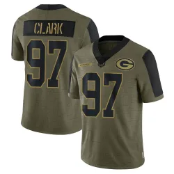 Green Bay Packers Men's Limited Olive 2021 Salute To Service Jersey (97 Kenny Clark)