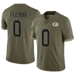 Green Bay Packers Men's Limited Olive 2022 Salute To Service Jersey (0 Julian Fleming)