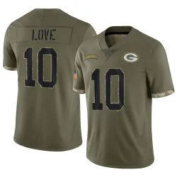 Green Bay Packers Men's Limited Olive 2022 Salute To Service Jersey (10 Jordan Love)