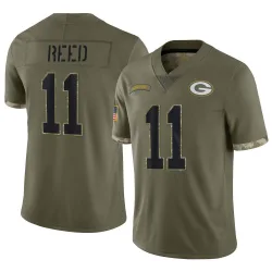 Green Bay Packers Men's Limited Olive 2022 Salute To Service Jersey (11 Jayden Reed)