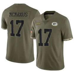 Green Bay Packers Men's Limited Olive 2022 Salute To Service Jersey (17 Brandon McManus)
