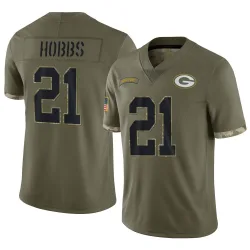 Green Bay Packers Men's Limited Olive 2022 Salute To Service Jersey (21 Nate Hobbs)