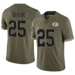 Green Bay Packers Men's Limited Olive 2022 Salute To Service Jersey (25 Keisean Nixon)