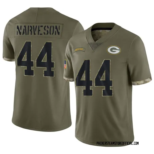Green Bay Packers Men's Limited Olive 2022 Salute To Service Jersey (44 Brayden Narveson)