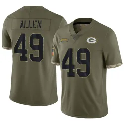 Green Bay Packers Men's Limited Olive 2022 Salute To Service Jersey (49 Austin Allen)