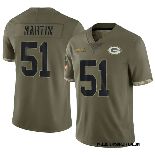 Green Bay Packers Men's Limited Olive 2022 Salute To Service Jersey (51 Jeremiah Martin)