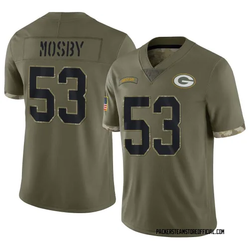 Green Bay Packers Men's Limited Olive 2022 Salute To Service Jersey (53 Arron Mosby)