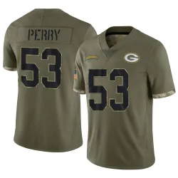 Green Bay Packers Men's Limited Olive 2022 Salute To Service Jersey (53 Nick Perry)