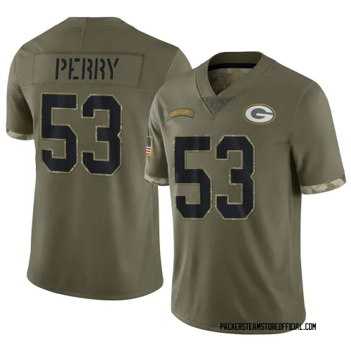 Green Bay Packers Men's Limited Olive 2022 Salute To Service Jersey (53 Nick Perry)