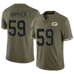 Green Bay Packers Men's Limited Olive 2022 Salute To Service Jersey (59 Ty'Ron Hopper)