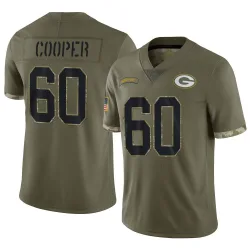 Green Bay Packers Men's Limited Olive 2022 Salute To Service Jersey (60 Tyler Cooper)