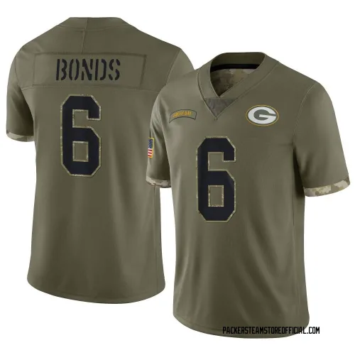 Green Bay Packers Men's Limited Olive 2022 Salute To Service Jersey (6 Jadakis Bonds)